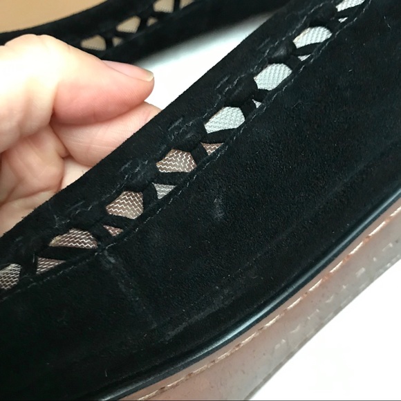 Elie Tahari Black Suede Lattice Ballet Flats - Picture 8 of 8